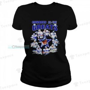 All Time Greats Players Signatures Dallas Cowboys T Shirt Womens 2