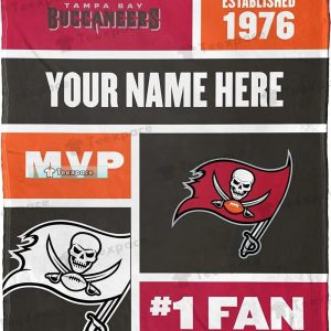 Custom Name NFL Tampa Bay Buccaneers #1 Fans Fleece Blanket