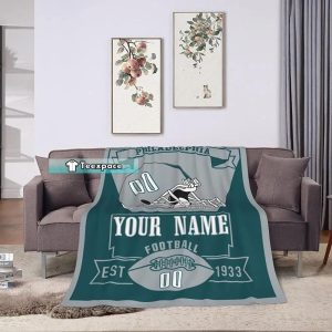 Custom Name Number Philadelphia Eagles Comfy Throw Blanket 1