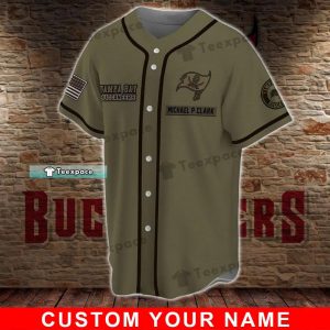 Custom Name Tampa Bay Buccaneers Military Green Baseball Jersey 0