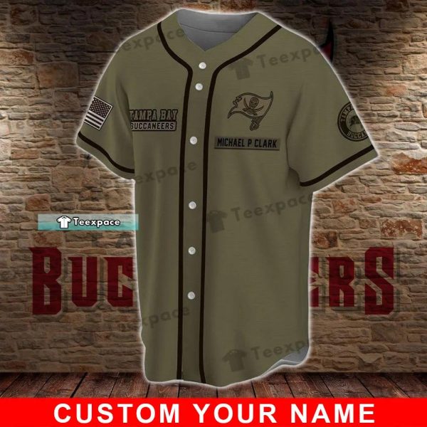 Custom Name Tampa Bay Buccaneers Military Green Baseball Jersey
