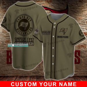 Custom Name Tampa Bay Buccaneers Military Green Baseball Jersey 1