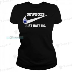 Just Hate Us Nike Logo Dallas Cowboys T Shirt Womens 4