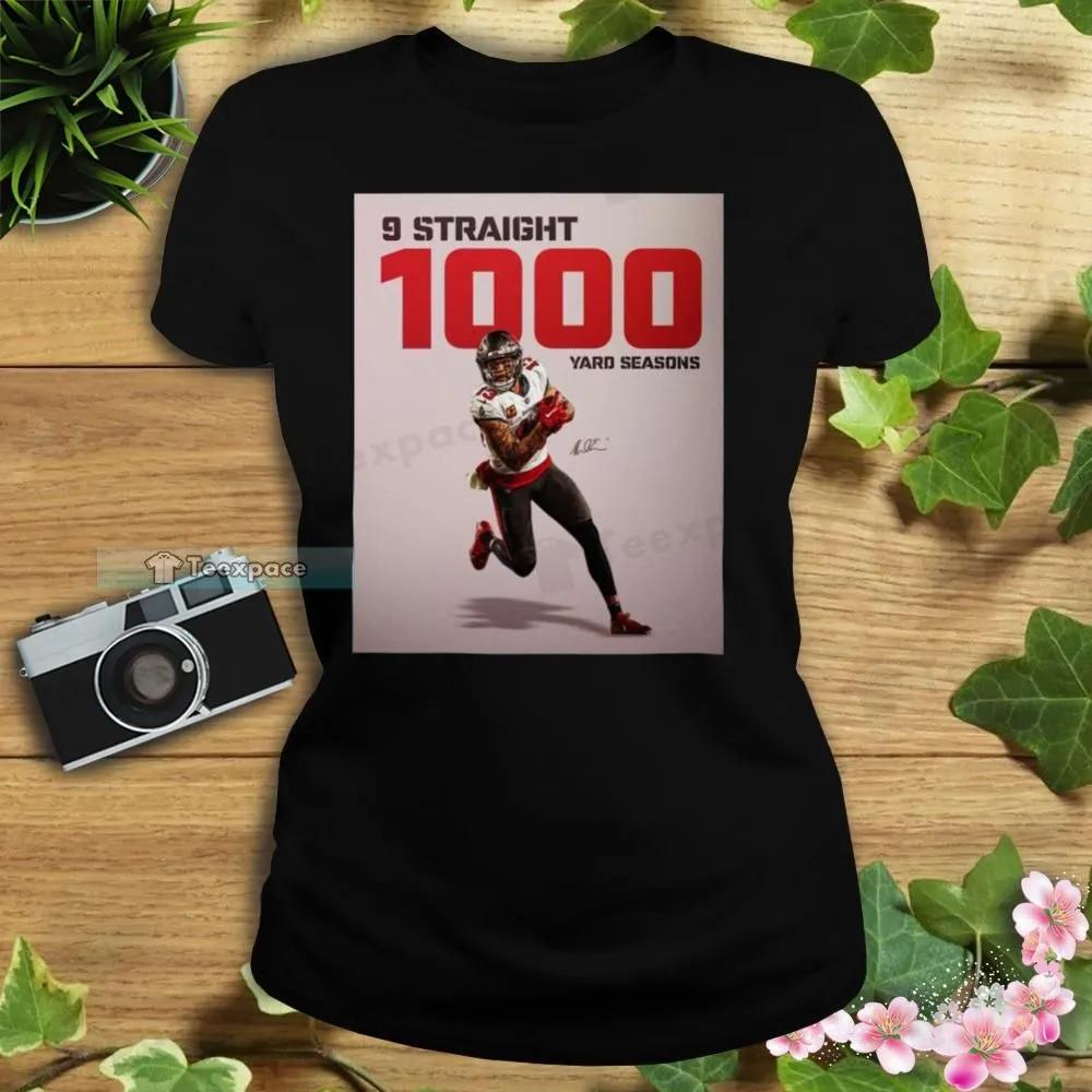 Mike Evans 9 Straight 1000 Yard Seasons Signature Buccaneers T shirt Womens 2