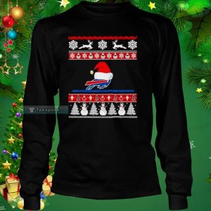 Santa Hat Ugly Christmas Buffalo Bills Long Sleeve Shirt