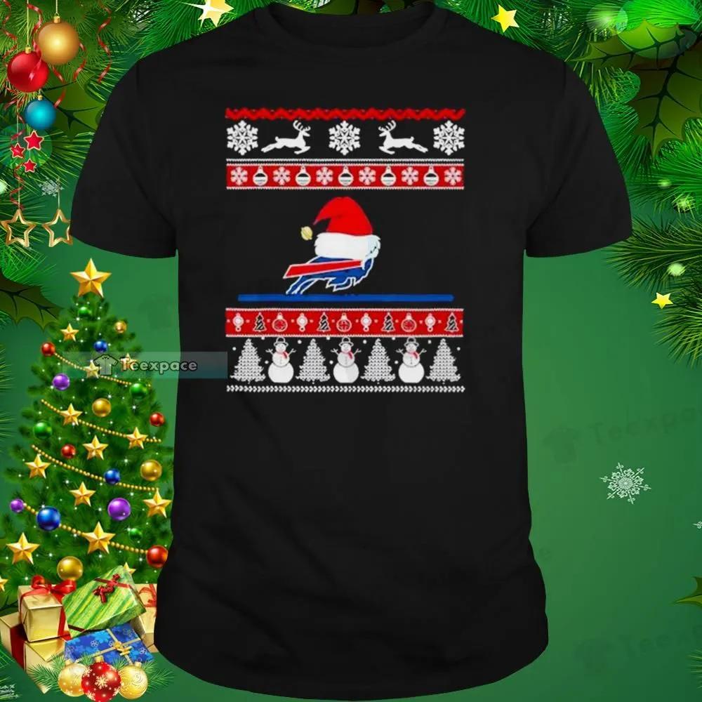 Santa Hat Ugly Christmas Buffalo Bills Unisex T Shirt 1