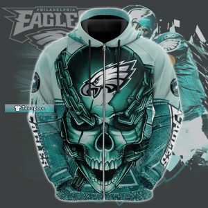 Skull Kelly Green Philadelphia Eagles Hoodie Eagles Gifts 4