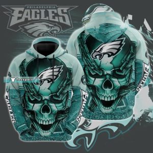 Skull Kelly Green Philadelphia Eagles Hoodie Eagles Gifts 5
