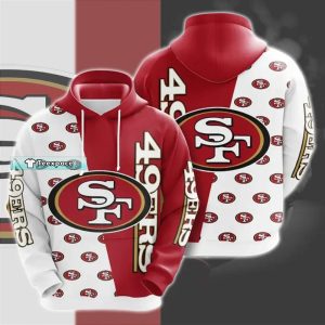 White And Red 49ers Logo Hoodie 49ers Gift