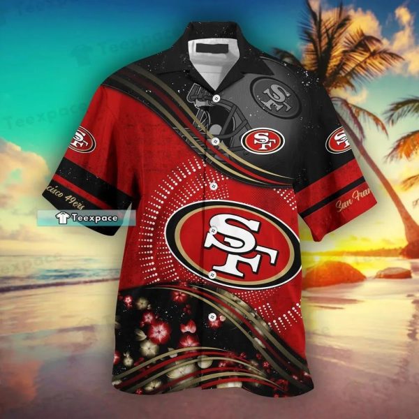 49ers Floral Summer Hawaiian Button Up Shirt