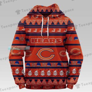 Chicago Bears Christmas Ethnic Pattern Red Hoodie