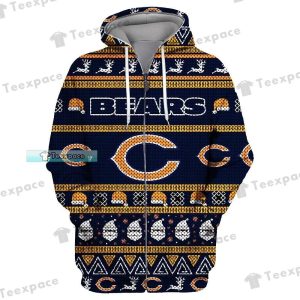 Chicago Bears Christmas Ethnic Pattern Thick Yellow Hoodie 1