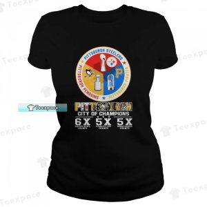 City Of Champions Pittsburgh Steelers Penguins Pirates T Shirt Womens