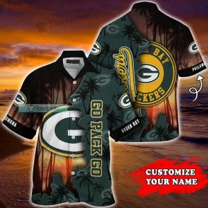 Custom Green Bay Packers Sunset Beach Hawaiian Shirt