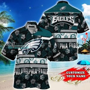 Custom Name Eagles Summer Vacation Hawaiian Shirt