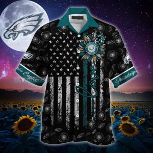 Custom Name Eagles Sunflower Hawaiian Shirt Gift For Mother Day