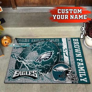 Custom Name Football Philadelphia Eagles Helmet Doormat
