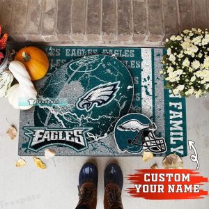 Custom Name Football Philadelphia Eagles Helmet Doormat