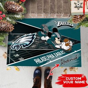 Custom Name Mickey Mouse Philadelphia Eagles Player Doormat
