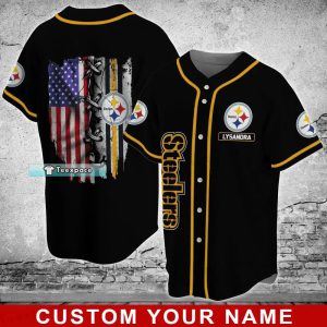 Custom Name Number American Flag Steelers NFL Baseball Jersey