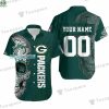Custom Name & Number Packers Paisley Skull Hawaiian Shirt