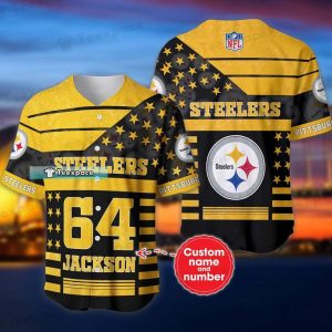 Custom Name Number Steelers Stars Pattern Baseball Jersey