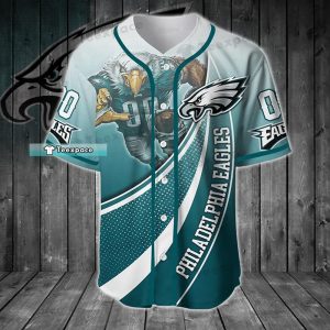 Custom Name Number Swoop Mascot Philadelphia Eagles Baseball Jersey 2