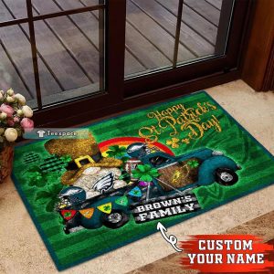 Custom Name Philadelphia Eagles Saint Patrick’s Day Doormat
