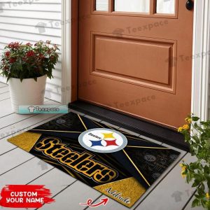 Custom Name Pittsburgh Steelers Big Logo Doormat