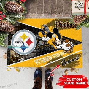 Custom Name Pittsburgh Steelers Mickey Scores Doormat