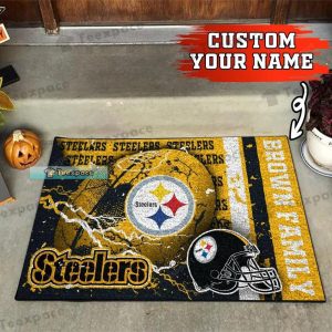 Custom Name Pittsburgh Steelers Thunder Football Doormat