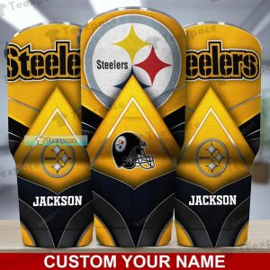 Custom Name Steelers Black Helmet Tumbler