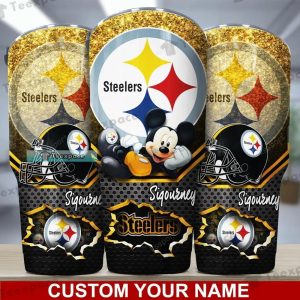 Custom Name Steelers Mickey Smile Tumbler