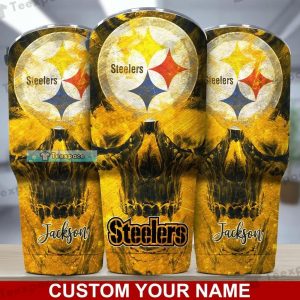 Custom Name Steelers Skull Pattern Tumbler