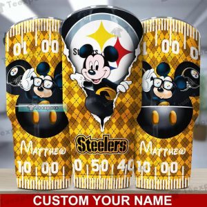 Custom Name Steelers Vintage Mickey Mouse Tumbler
