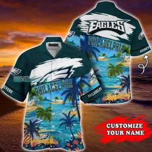 Custom Name Tropical Beach Philadelphia Eagles Hawaii Shirt 4