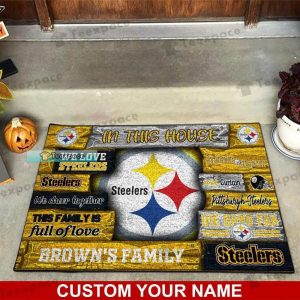 Custom Name We Love Steelers Doormat