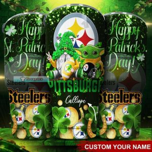 Custom Steelers Baby Yoda Happy St Patrick’s Day Tumbler