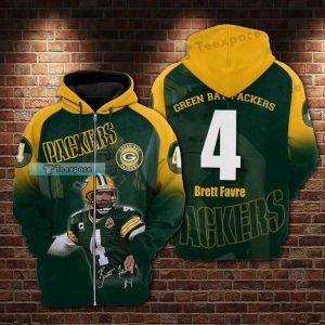 Green Bay Packers #4 Brett Favre Zipper Hoodie