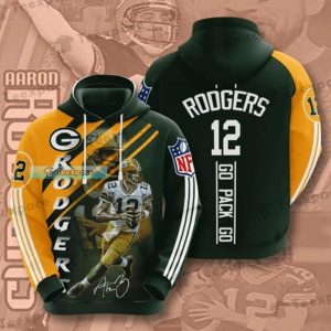 Green Bay Packers Aaron Rodgers Go Pack Go Art 3D Hoodie