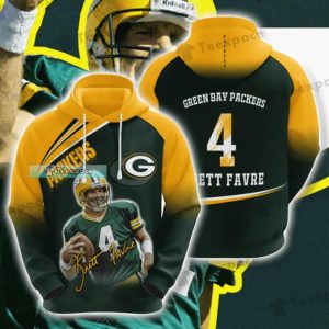 Green Bay Packers Brett Favre Player Art Pullover Hoodie