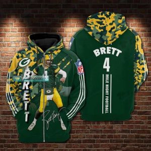 Green Bay Packers Brett Favre Signature Mill High Football Hoodie 1