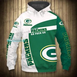 Green Bay Packers White & Green Go Pack Go Pullover Hoodie