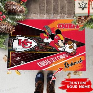 Custom Name Mickey Mouse Kansas City Chiefs Player Doormat
