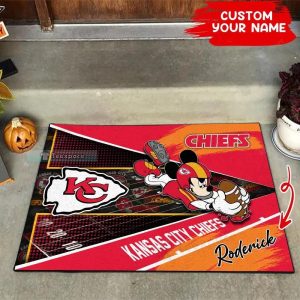 Custom Name Mickey Mouse Kansas City Chiefs Player Doormat