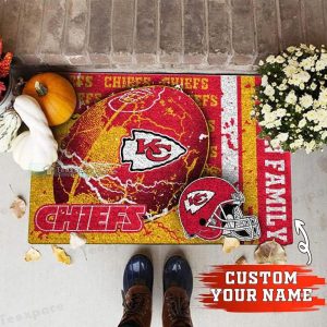 Custom Name Football Kansas City Chiefs Helmet Doormat