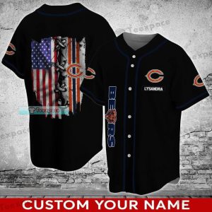 Personalized American Flag Chicago Bears Baseball Jersey 1