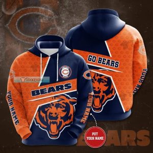 Personalized C Pattern Name On Sleeve Chicago Bears Hoodie
