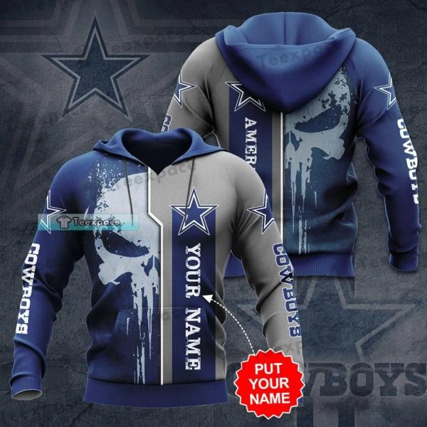 Personalized Dallas Cowboys Melting Silver Skull Hoodie