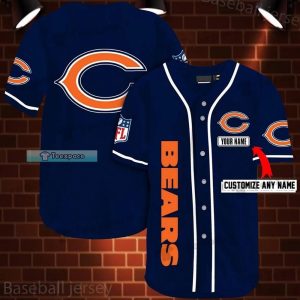 Personalized Dark Navy Blue Vertical Name Bears Baseball Jersey